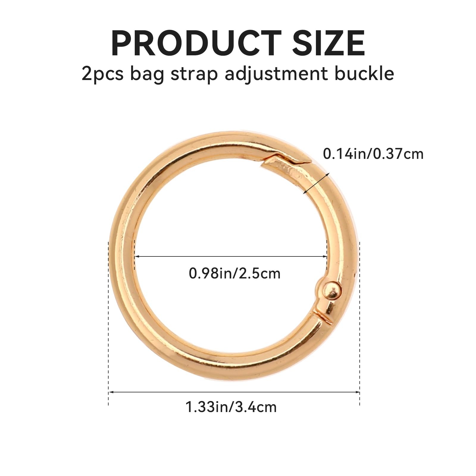 2 Pcs Spring O Ring Clip for Purse Strap 1 Inch Round Snap large, gold