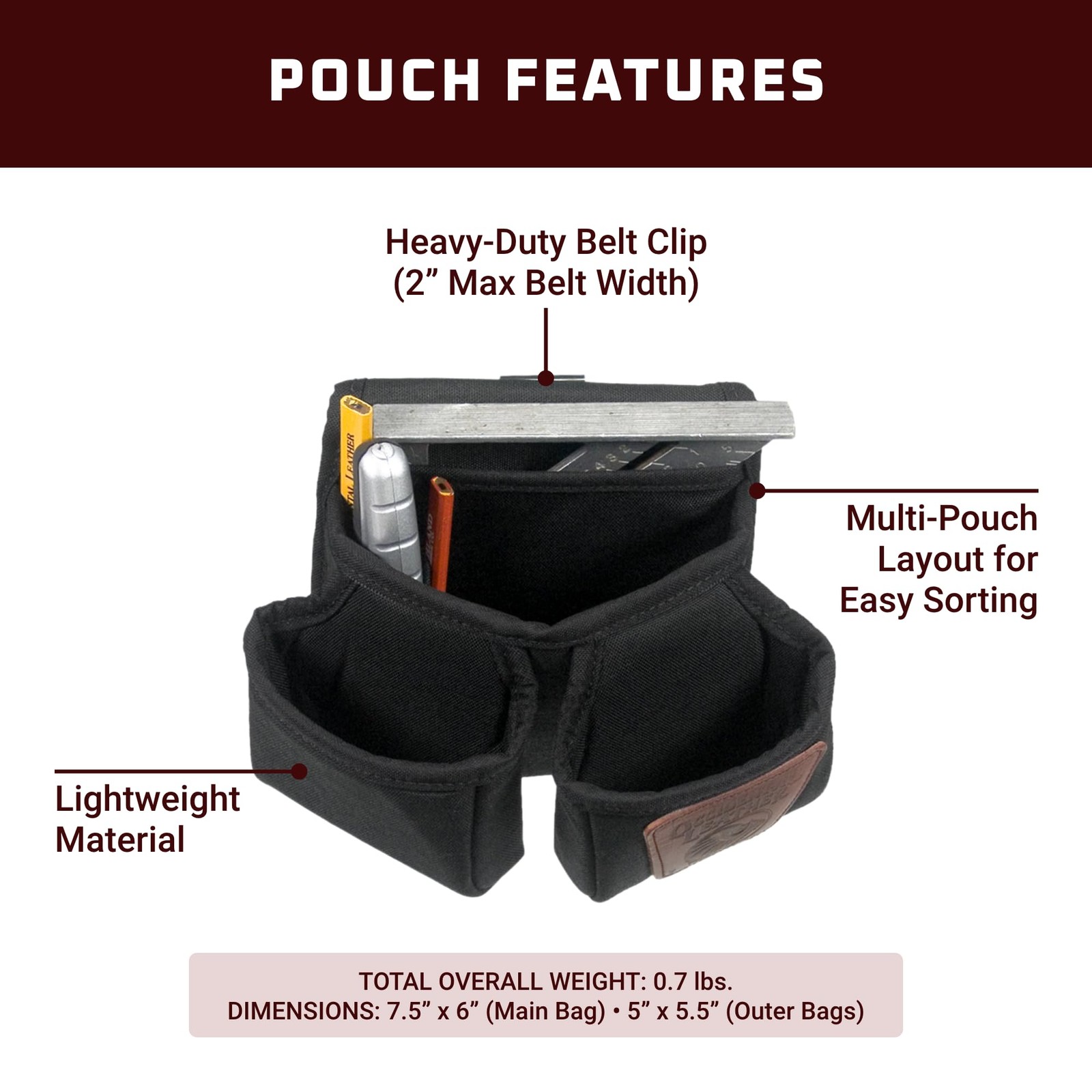 Clip-On 7 Pouch – 7 Pockets & Tool Holders – Made in USA