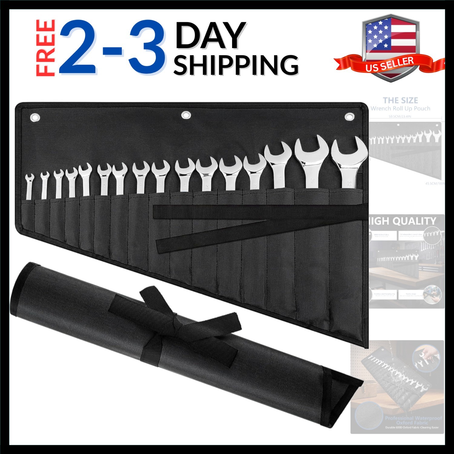 Wrench Roll Up Pouch,16-Pocket Heavy Duty Roll Up Tool Bag,Sturdy Waterproof …
