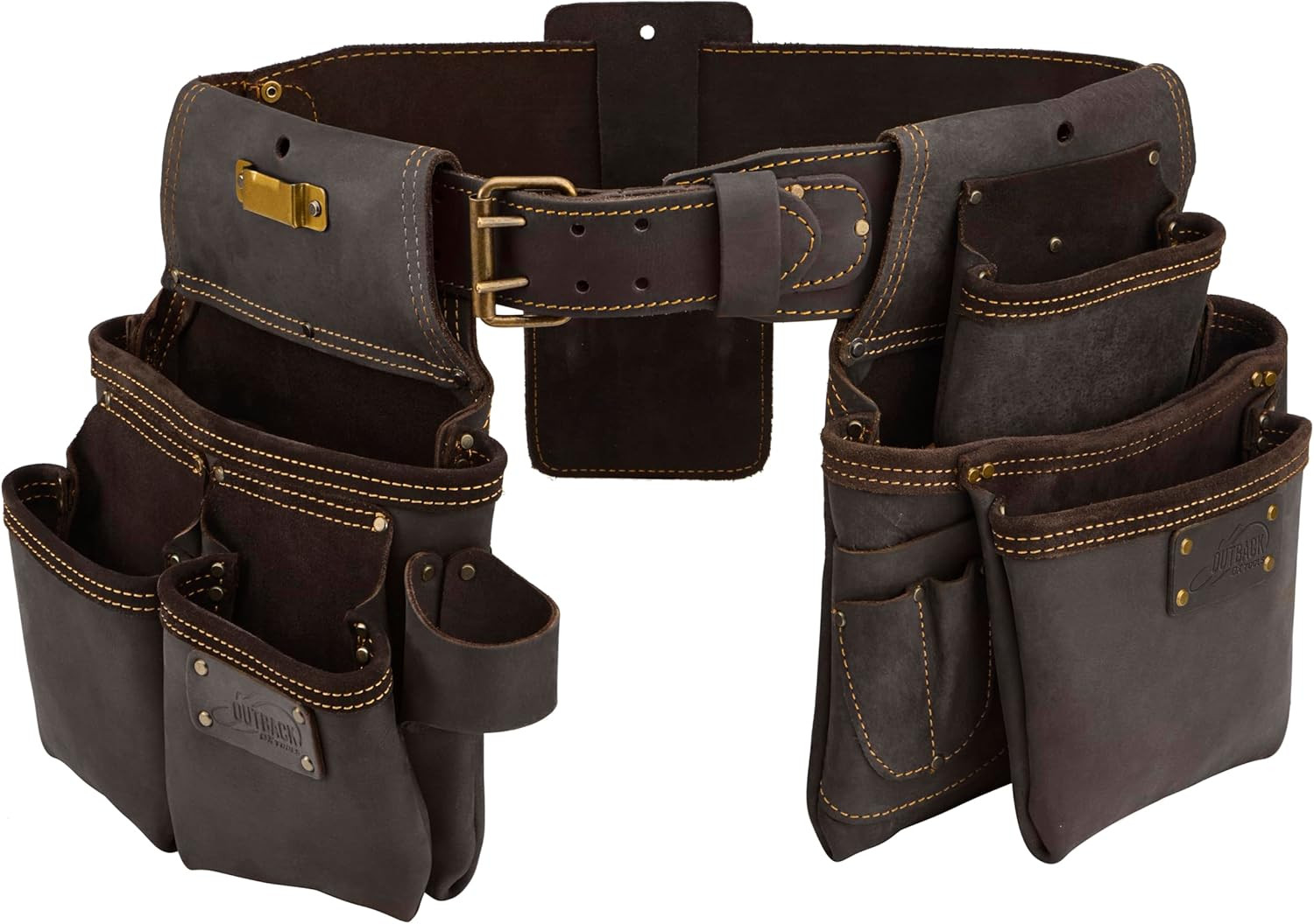22-Pocket Leather Tool Belt – Durable Oil-Tanned with Steel Rivets and Stitching