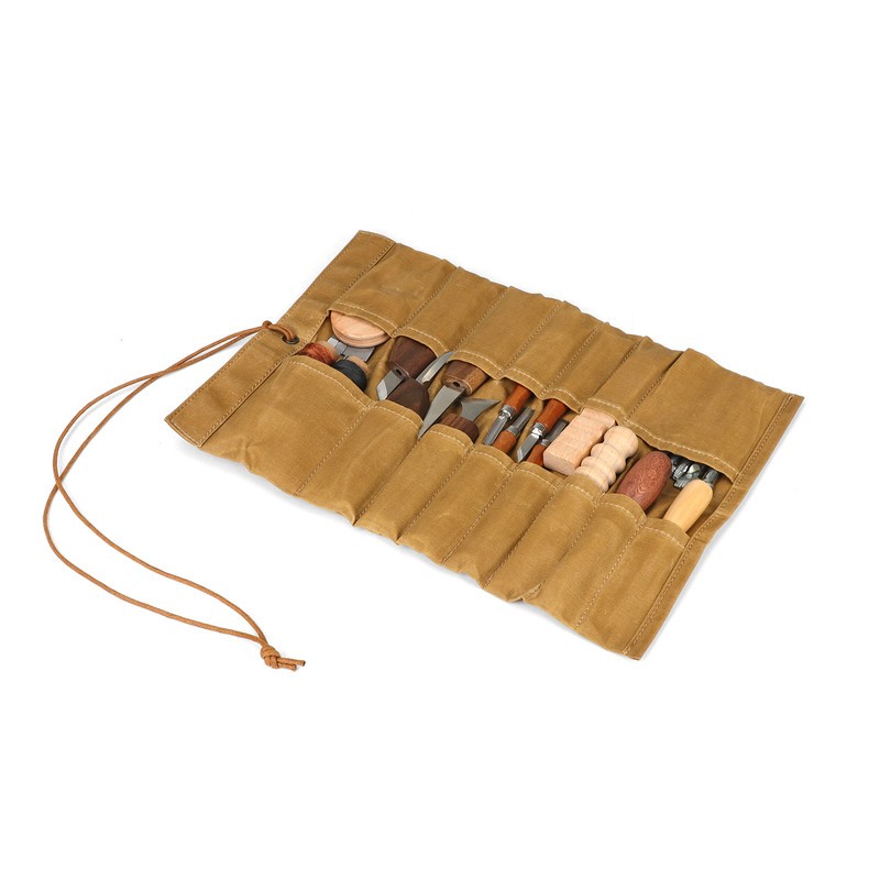 Tourbon Tools Pouch Roll Up Organizer Compact Carving Knife Holder Brown Durable