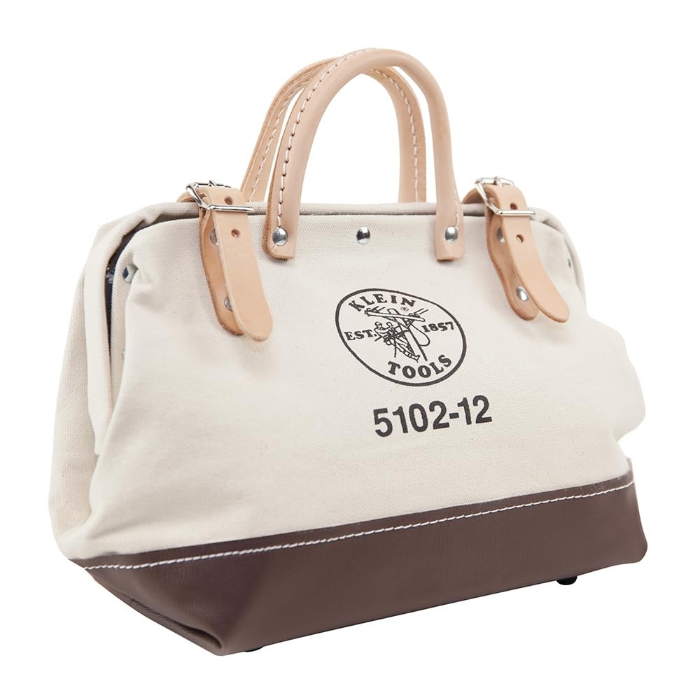 Klein Tools 5102-12 Heavy Duty Natural Canvas Tool Bag, Tool Tote, Multi-Pur…