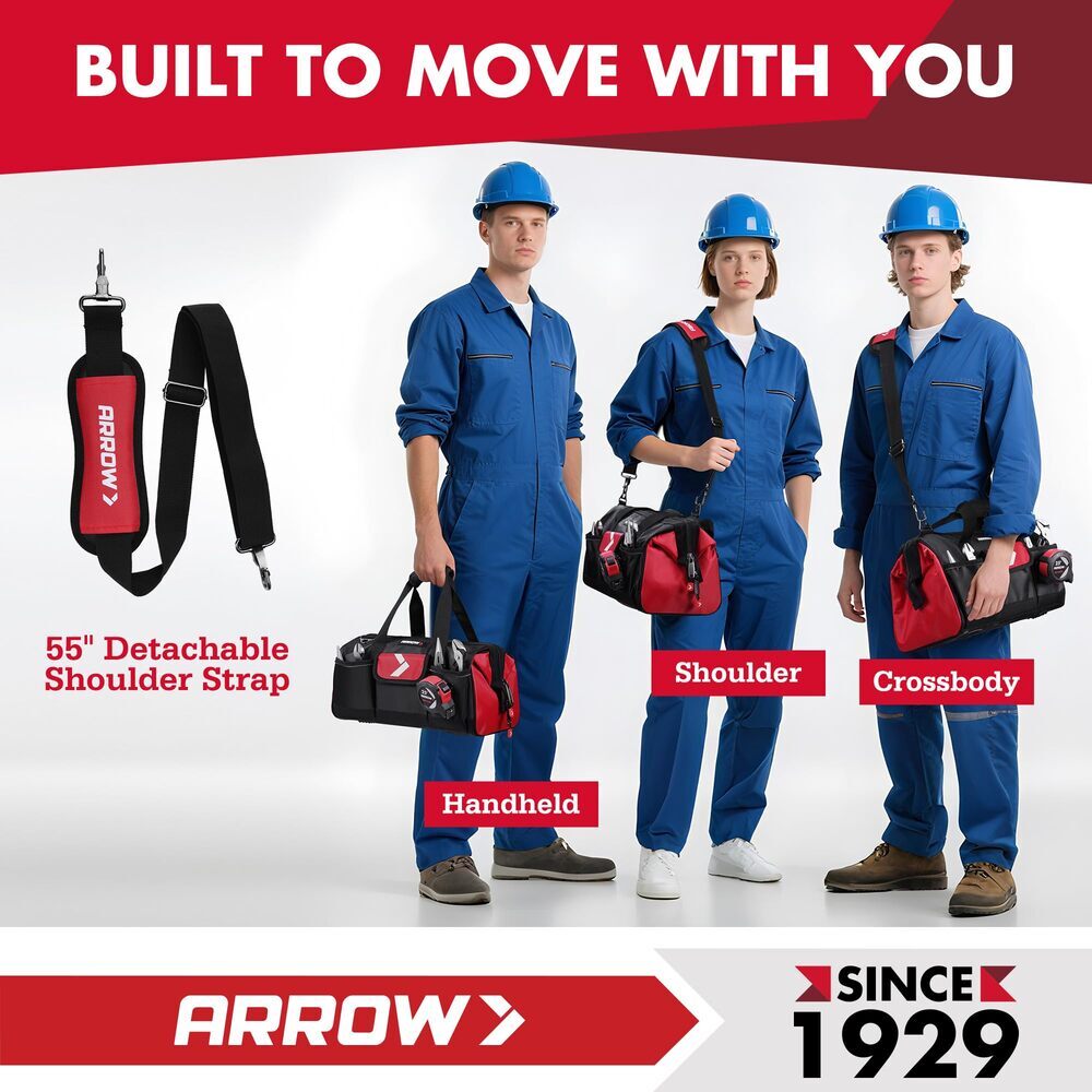 ARROW 16″ Heavy Duty Tool Bags With 13 Pockets Anti-Slip Feet Tool Organizer Bag