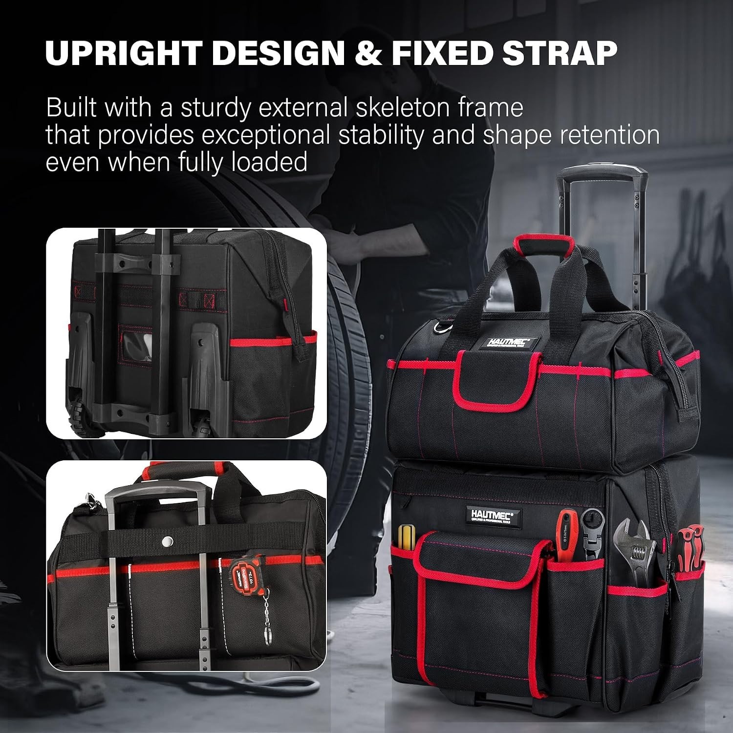 Heavy-Duty 15″ Tool Bag Set with Wheels – Ultimate Organizers for Professionals