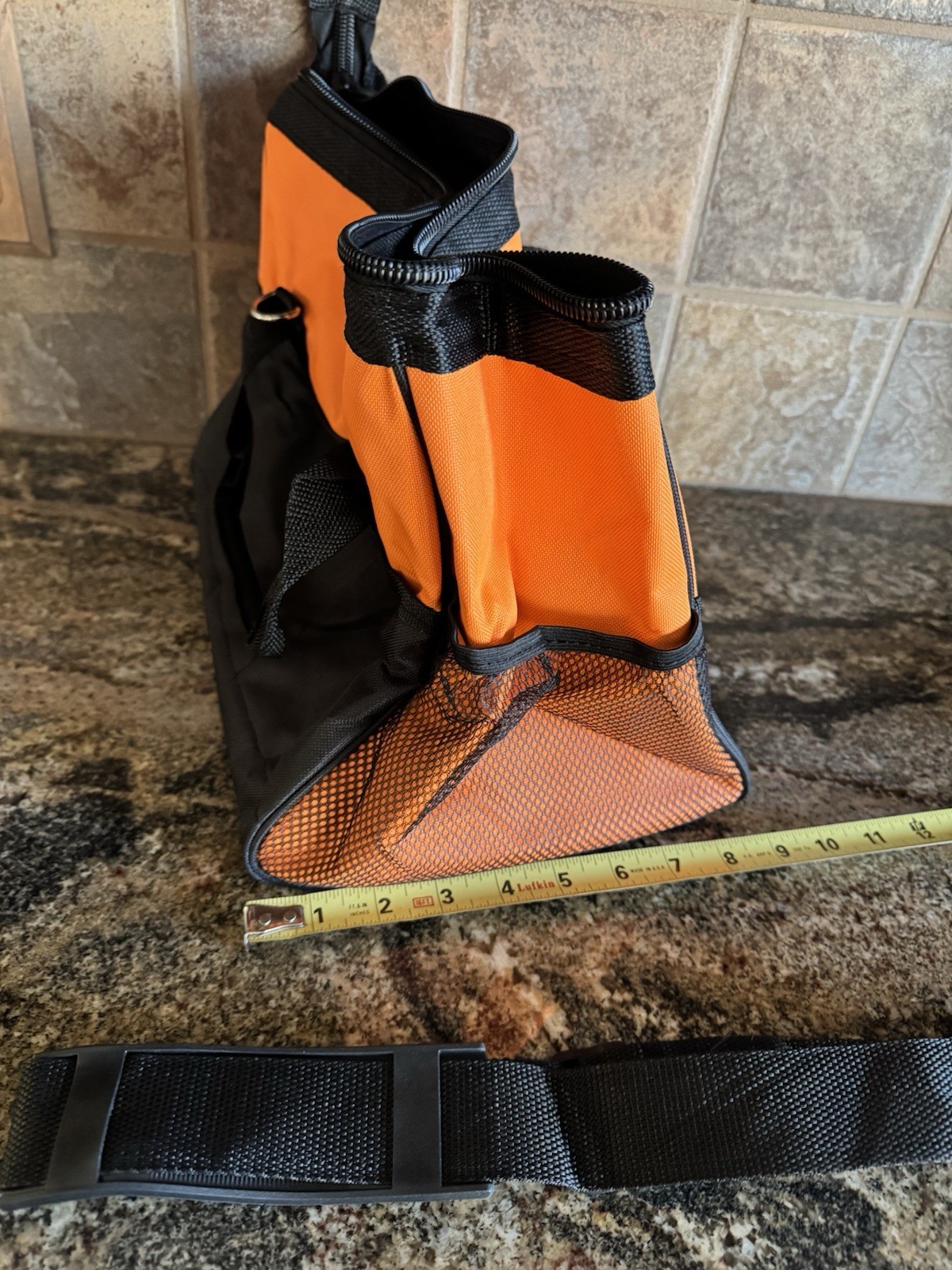 BAC ENG Black&Orange Indoor/Outdoor Tool or Gear Bag w Multiple pockets & Strap