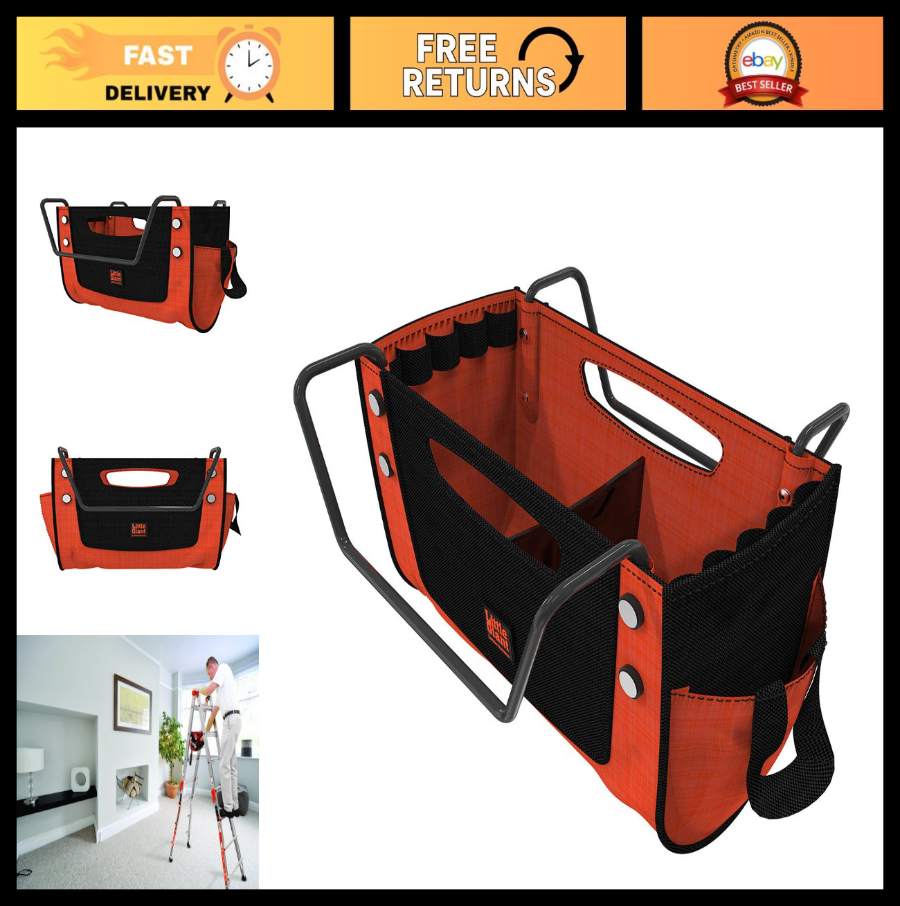 Nylon Cargo Hold Tool Pouch for Ladders – Essential Ladder Accessory, Durable De
