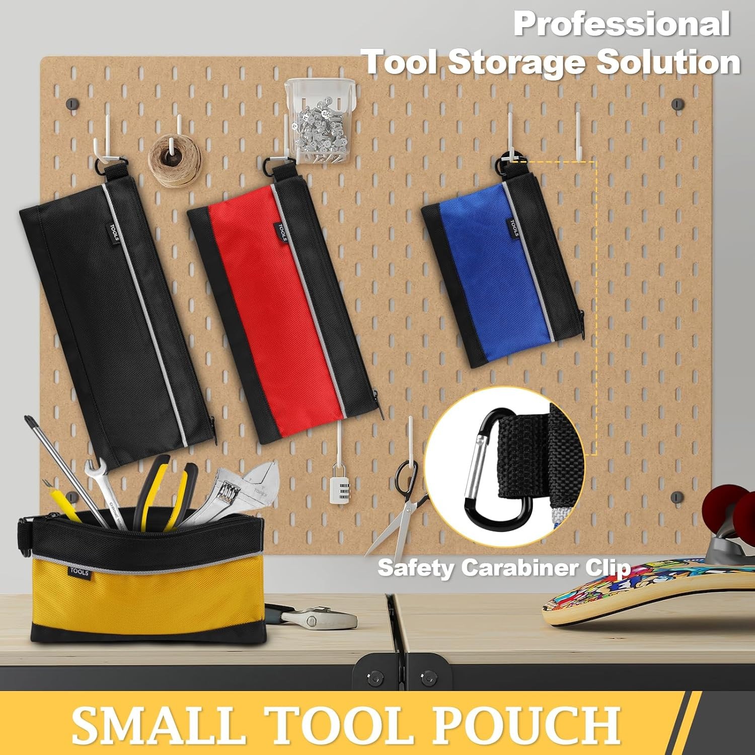 4 Pack Tool Pouch, Small Tool Bag with Zipper, 1680D Oxford Waterproof