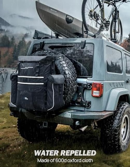 Spare Tire Storage Bag, 52L with 6L Side Bags, Heavy Duty Luggage for
