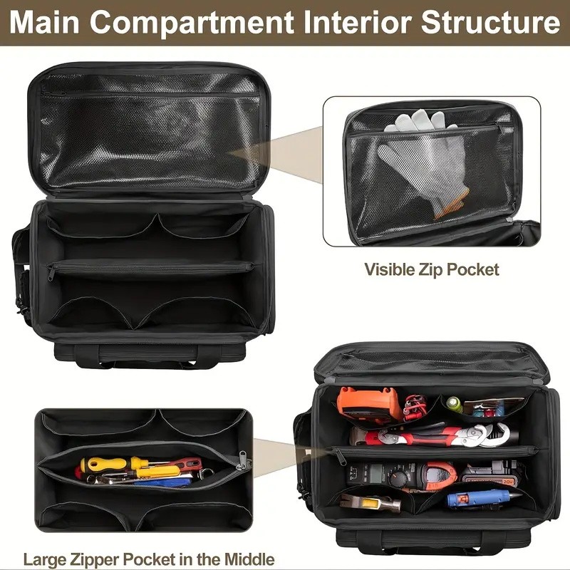 14″ Heavy Duty Tactical Tool Bag Non-Slip Base Durable Portable Tool Storage