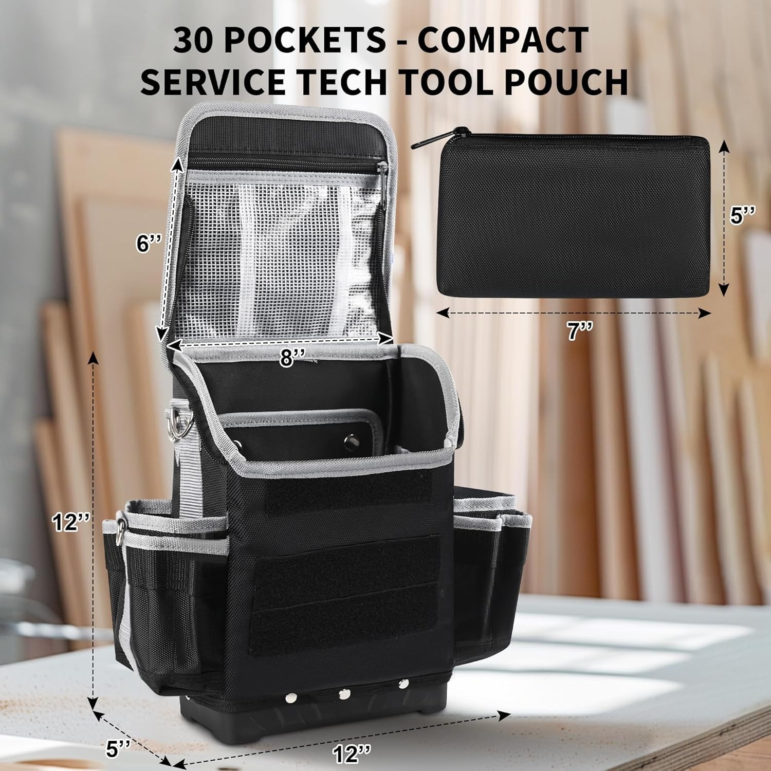 Waterproof Heavy Duty Tool Storage Bag with Modular Sections & Shoulder Strap