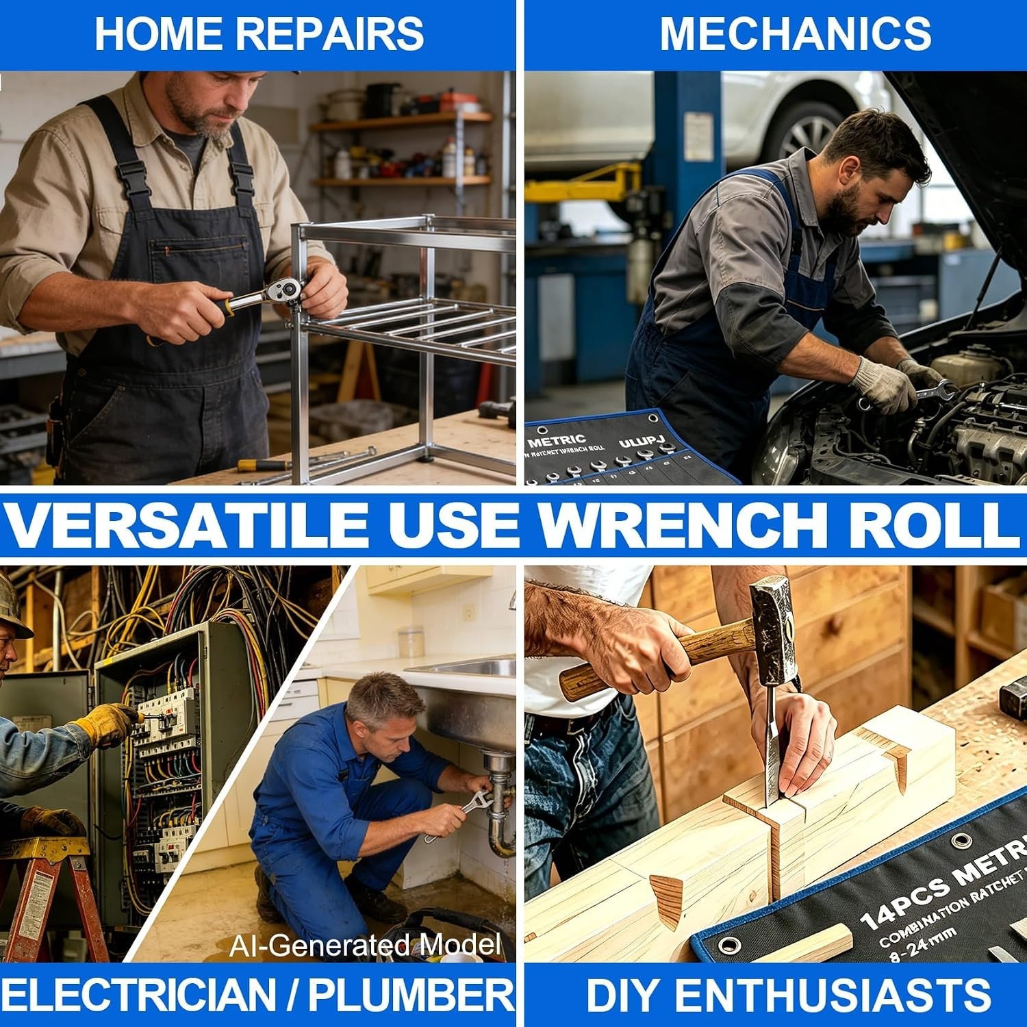 2PCS Wrench Roll Up Pouch, Tool Organizer Storage Bag (13SAE + 14Metric) | Canva