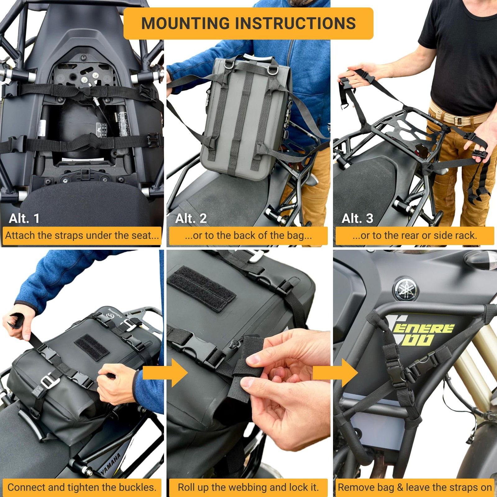 15L 100% Waterproof Motorcycle Tail Bag – All in one Dry Bag Saddlebag Pannie…