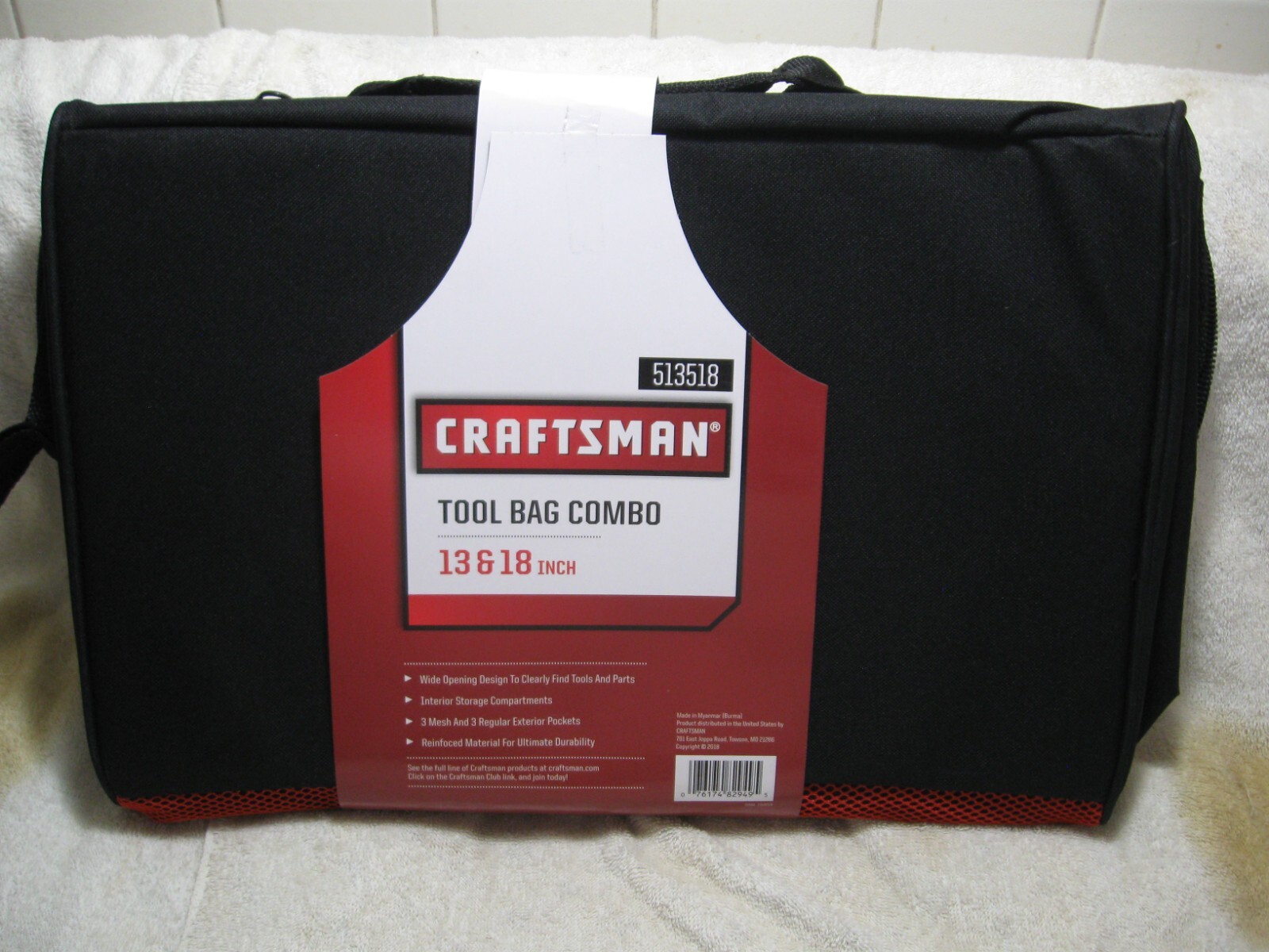 CRAFTSMAN TOOL BAG COMBO 18″ & 13″ 6 Pocket Large Mouth Zippered Tool Bags-Parts