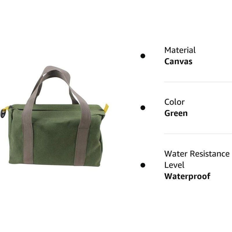 Heavy Duty Canvas Tool Bag Carry Tote Work Storage Utility Mechanics Waterproof