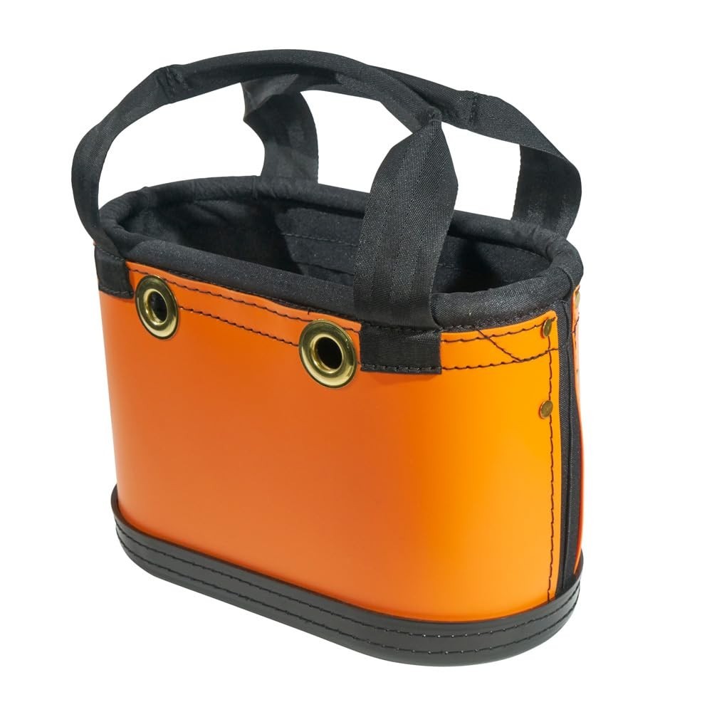 Hard-Body Oval Tool Bucket Organizer with Knife Sheath & 14 Pockets – Orange/Bla