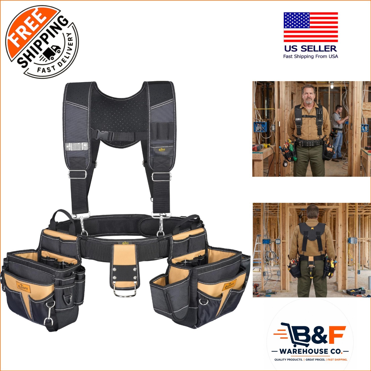 Ultimate Tool Organization: 42-Pocket Ergonomic Belt with Adjustable Suspenders