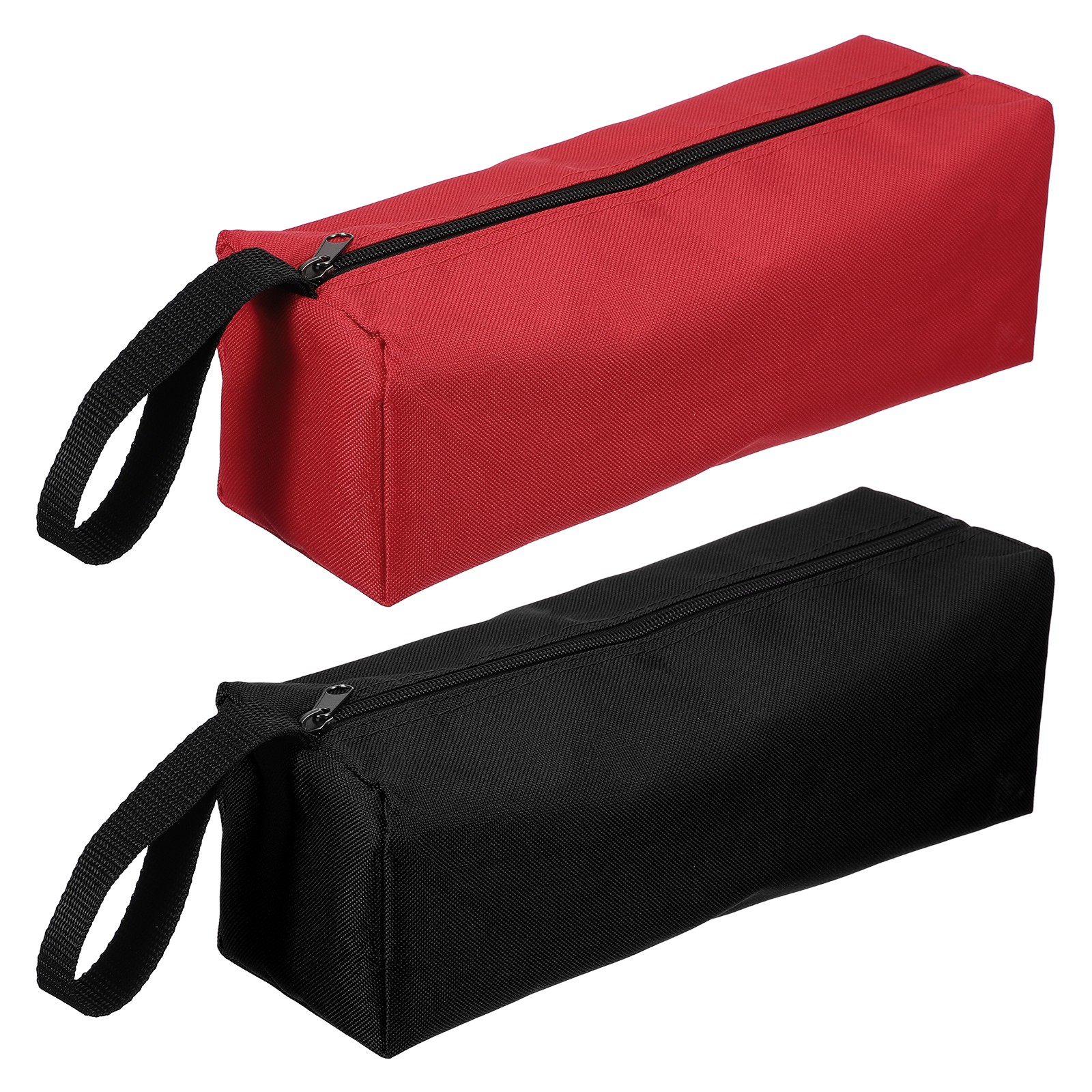 2 Pcs 11.8×3.9×3.9″ Multi Purpose Zipper Canvas Tool Pouch, Black/Red