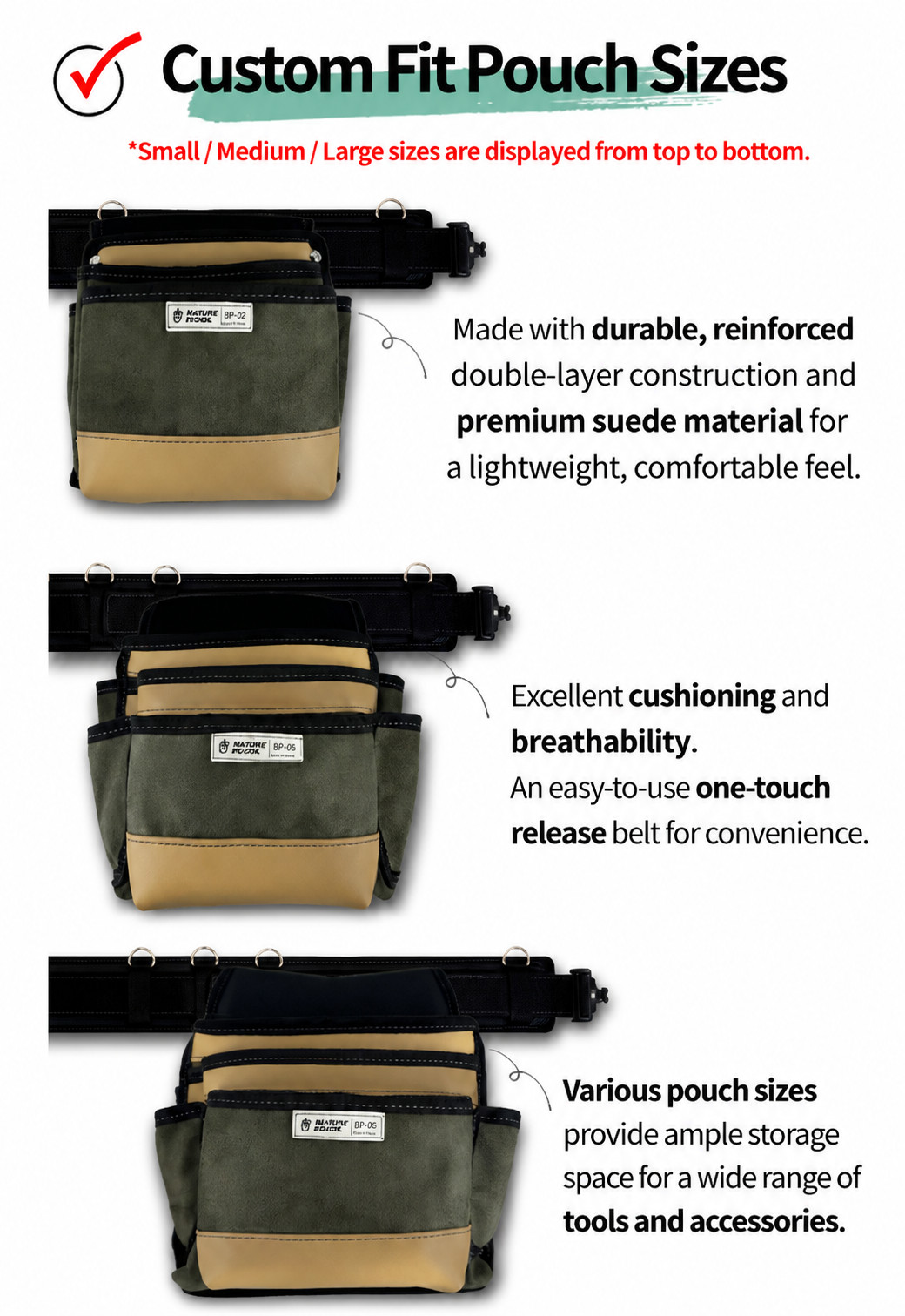 Nature Tool Carpenter Tool Belt Pouch Set Premium Korea Best Seller handmade
