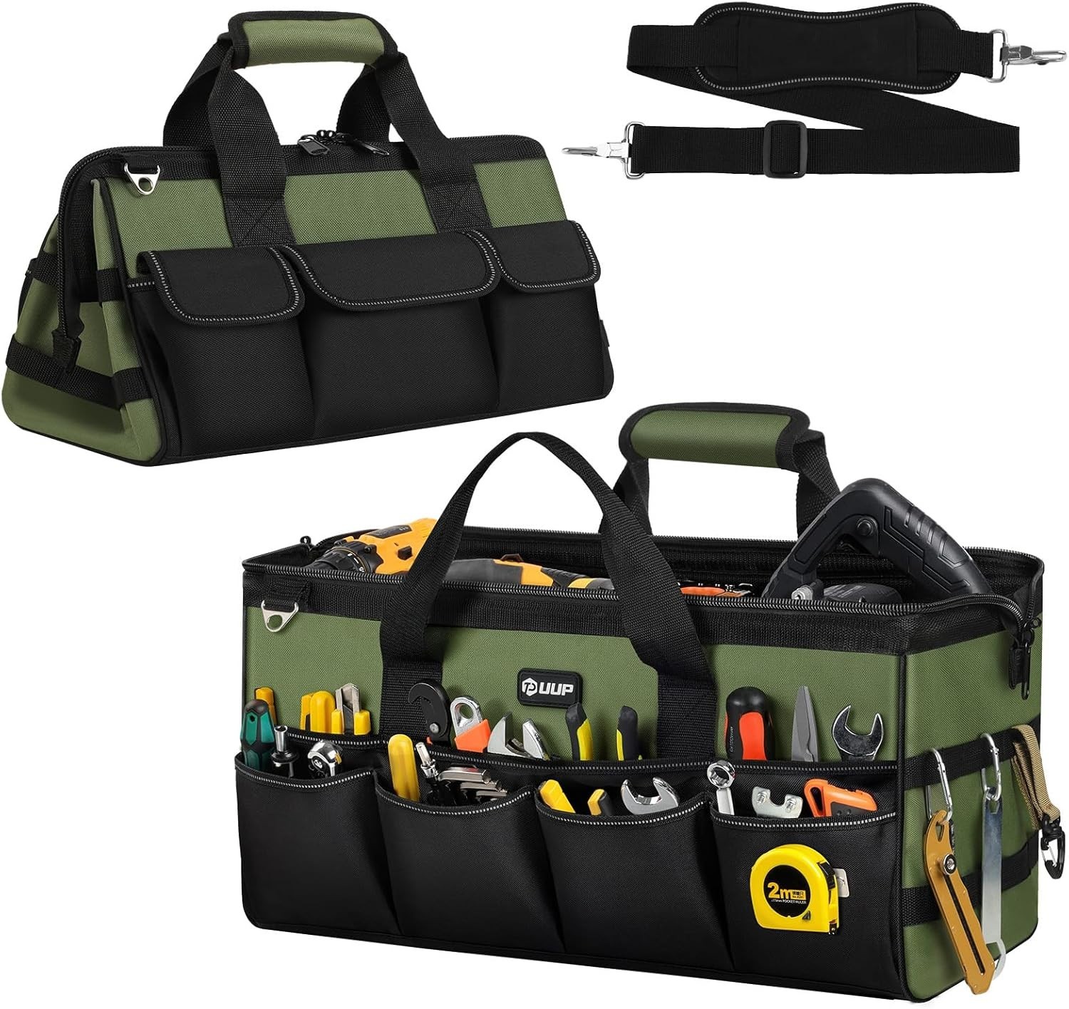 Tactical 20-Inch Tool Bag with Water-Resistant Nylon and Reflective Stripes