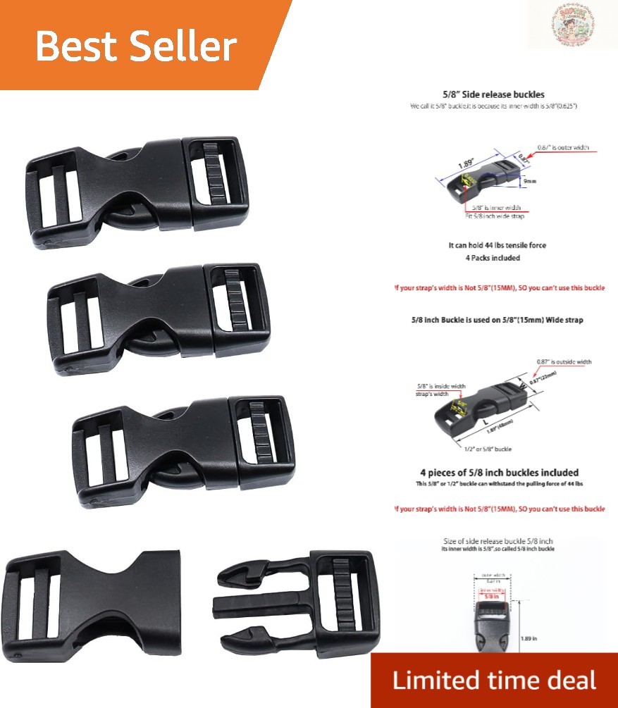 Adjustable Side Release Buckle Clips – Strong Plastic 4-Pack for Easy Use