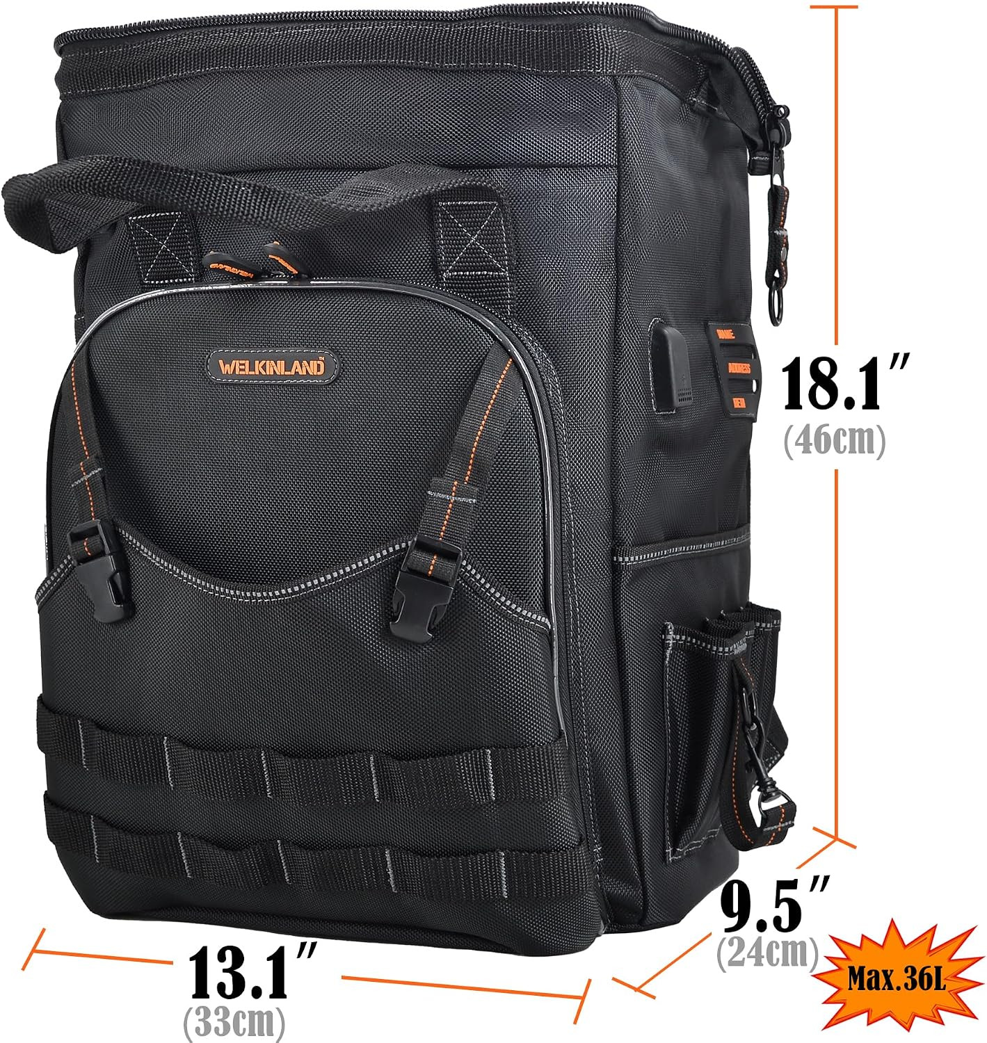 WELKINLAND 55-Pockets Tool Backpack, Tool Bag Backpack, Backpack Tool Bag, Tool