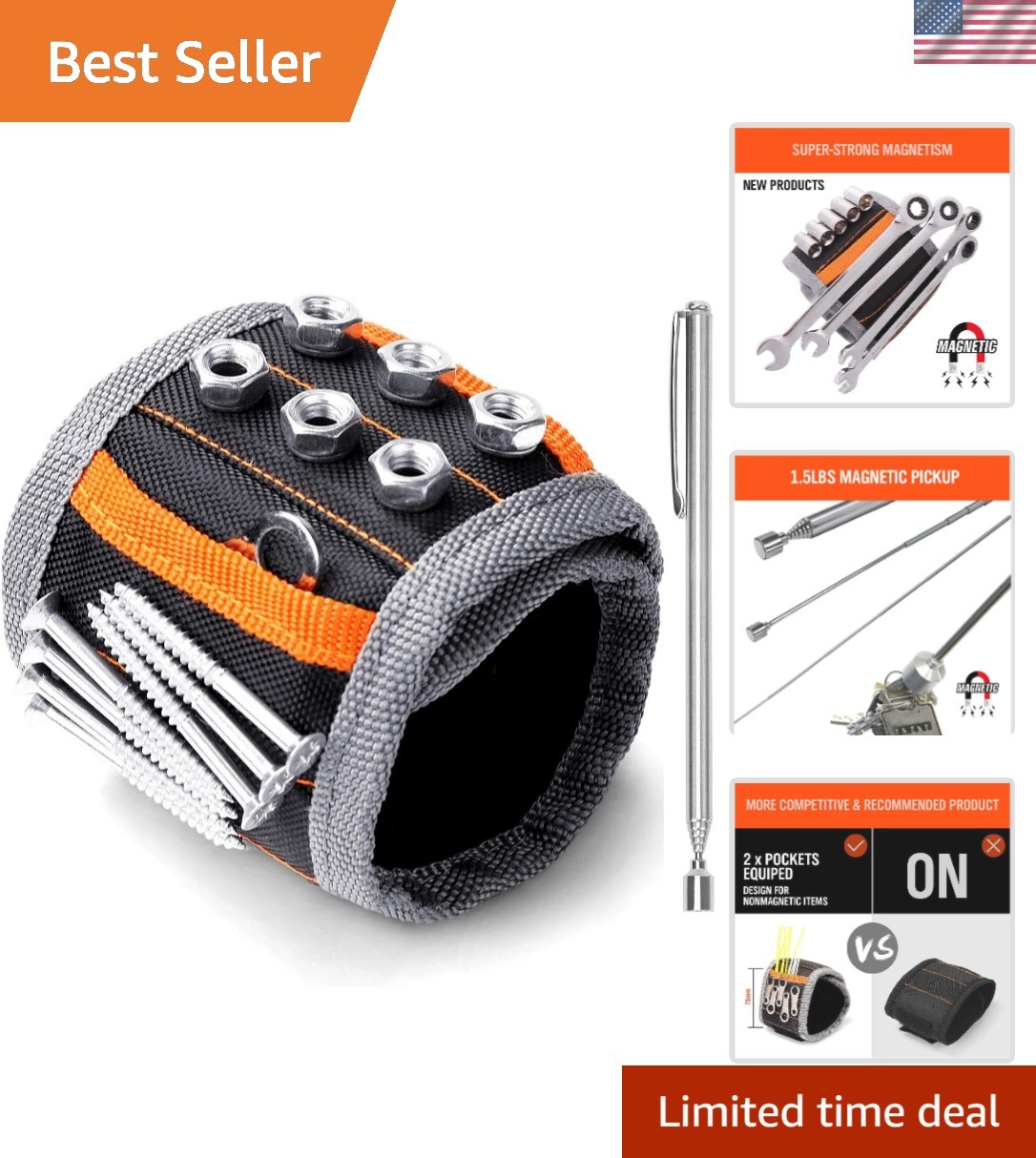 Lightweight Magnetic Wristband for Easy Access to Tools – Great for Work & Play