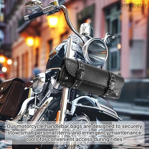 Motorcycle Tool Bag, Motorcycle Fork Bag PU Leather Large Black Crocodile