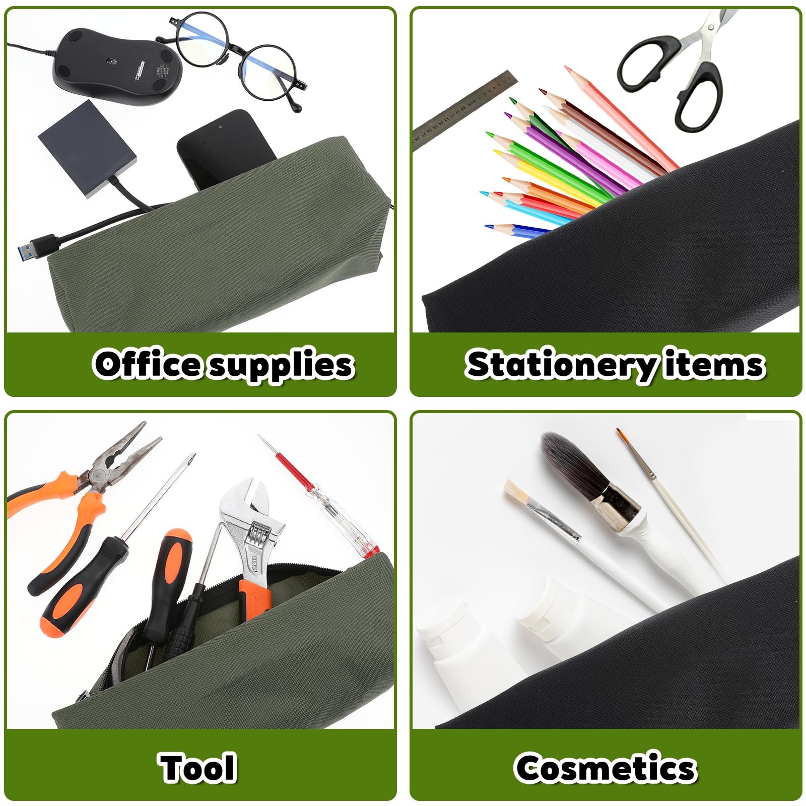 4PCS Canvas Tool Pouch with Zipper, Heavy Duty Tool Pouch Bag 11.8″,9.84″ Scr…