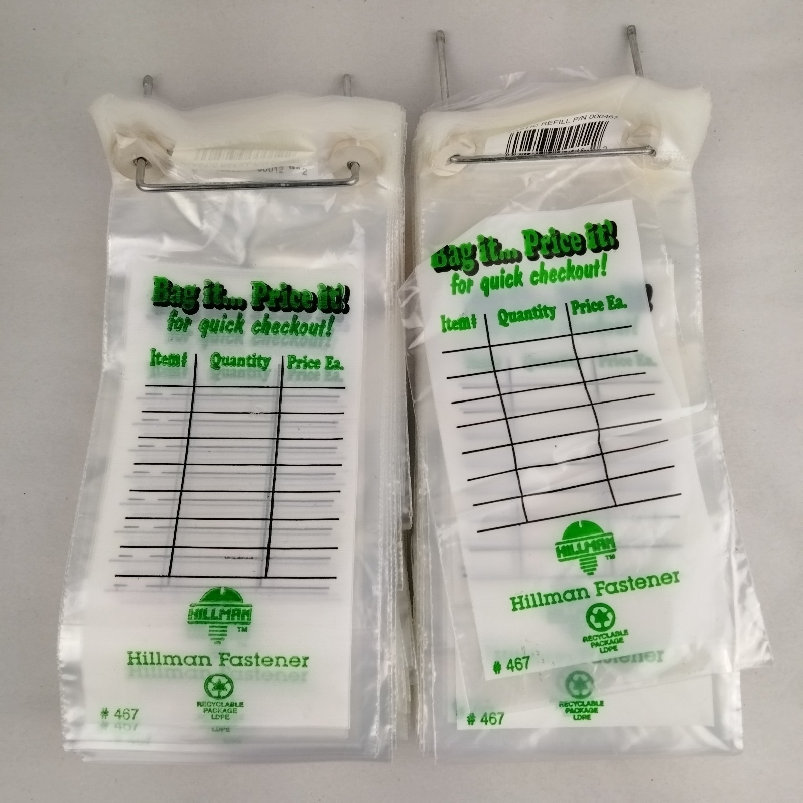 Hillman 467 Self-Service Plastic Fastener Bags 4″ x 8″ (100 Pack) Lot Of 2