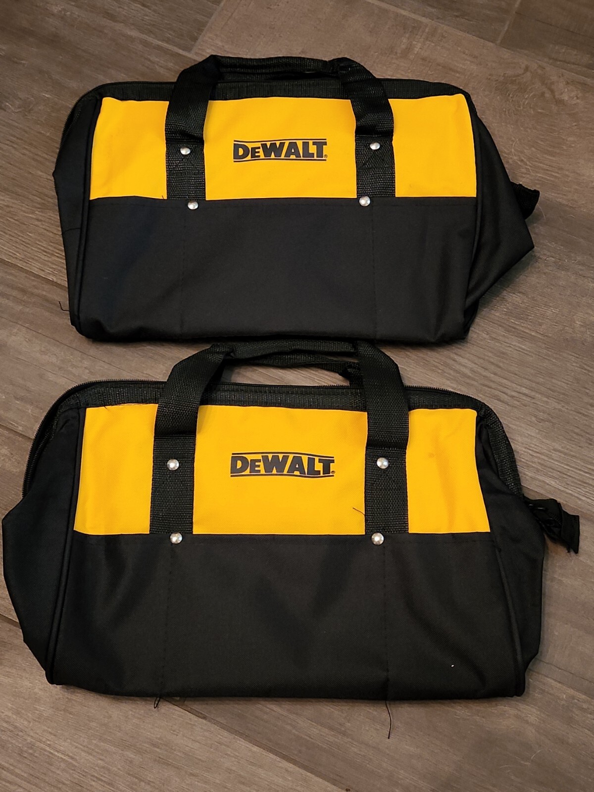 (2) DeWALT 15″×9″×10″ Heavy Duty Nylon Contractor Tool Bags (N772413) – NEW!