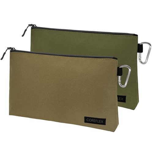 2 Pack Premium Tool Pouch Zipper Bag with Internal Pockets – Tan, Olive