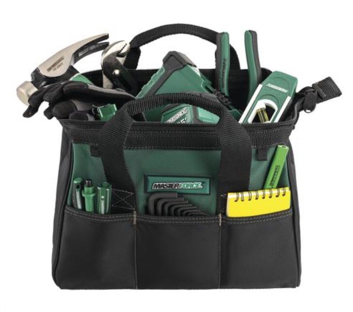 Masterforce® 12″ 3-Pocket Tool Bag Large zippered&Heavy-duty 1680 Brand New