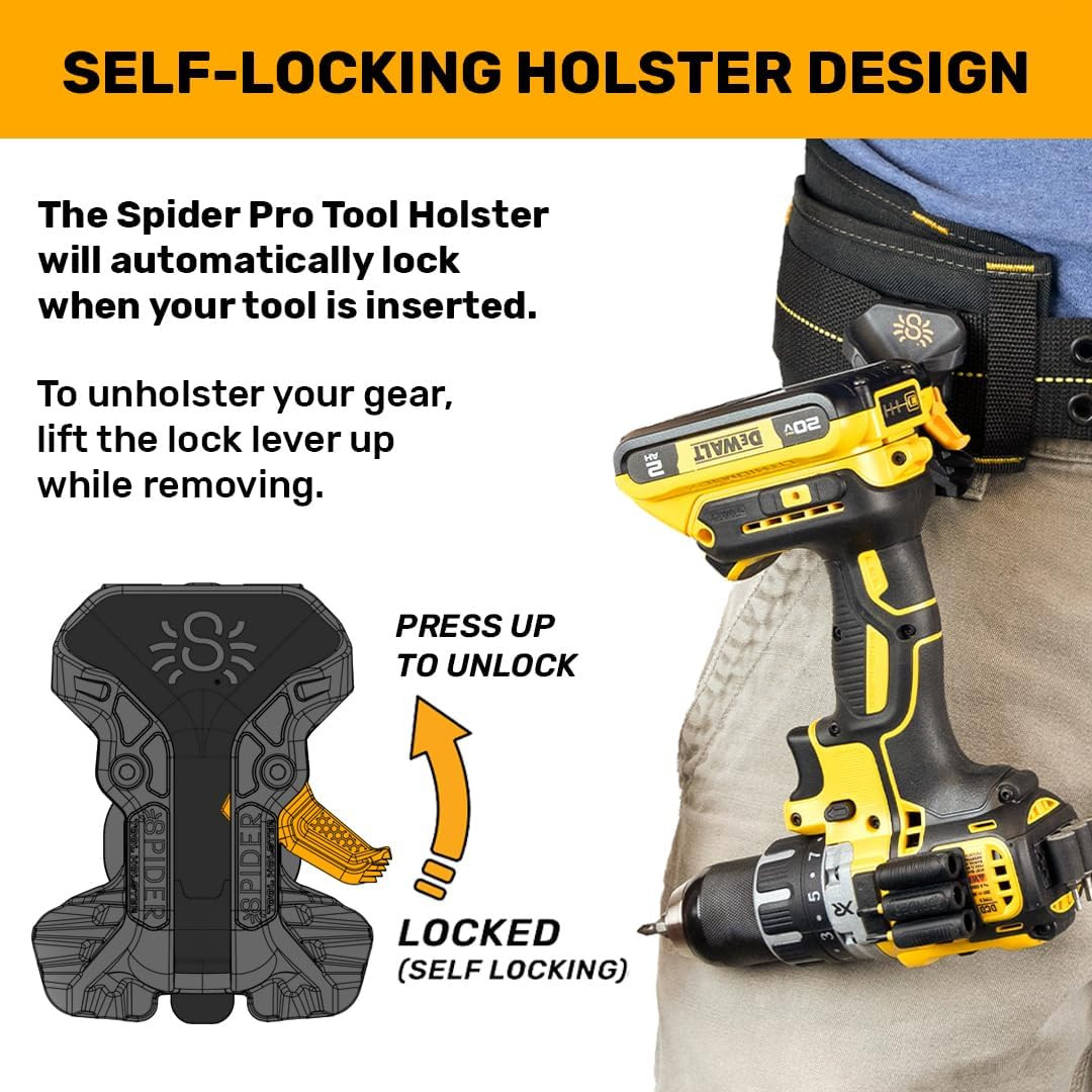 Pro Tool Holster – Upgraded, Self Locking, Quick Draw Universal Tool Holder with
