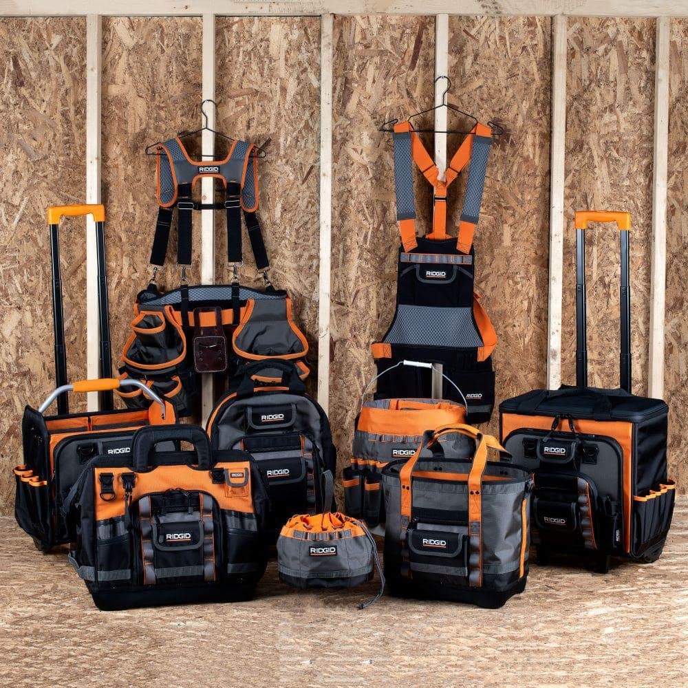 RIDGID 29 in. 23 Pocket Professional Grade 2-Bag Tool Belt w/ Suspenders