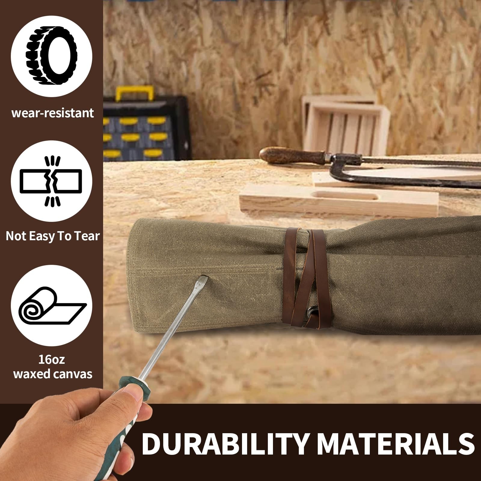 Chisel Roll,Small Tool Roll Pouch,Tool Roll Bag Organizer, Heavy Duty Waxed C…