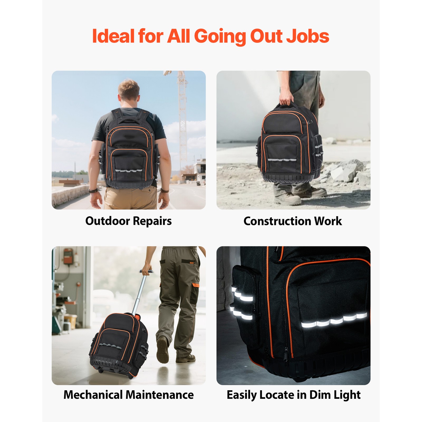 Uimoso Rolling Tool Backpack with 45 Pockets and Durable Wheels for Heavy Tools