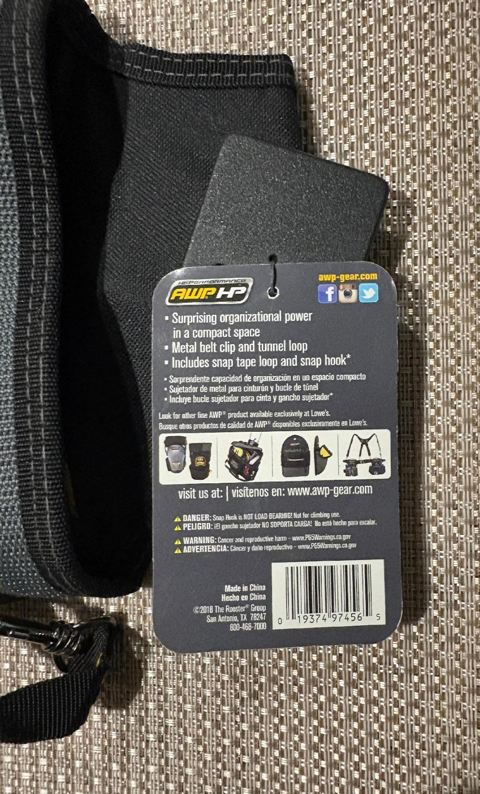 AWP Electrician Nylon Tool Pouch With Belt Loop and Clip 9”x8” / Gardener Pouch