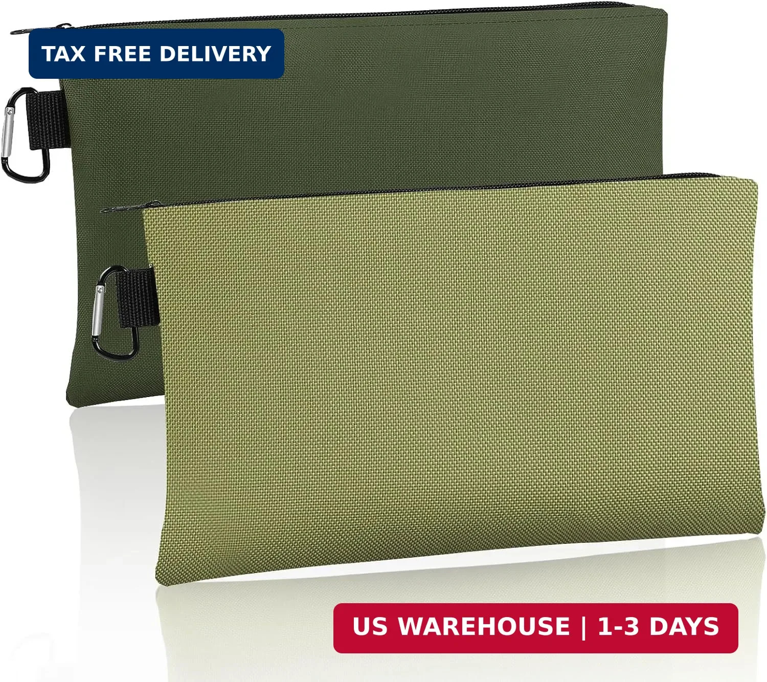2Pack Waterproof Tool Pouch Zipper Bag 12″ x 7″ Heavy Duty Storage with Carabine