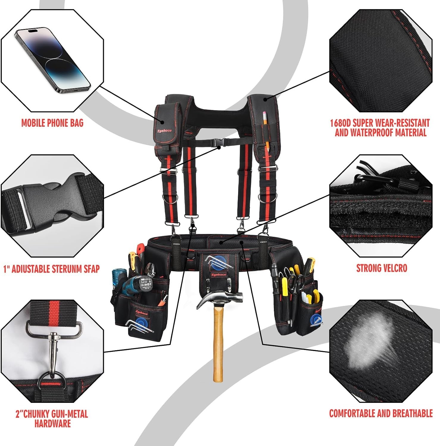 Adjustable Tool Rig with 18 Pockets – Ideal for Carpenters & Electricians