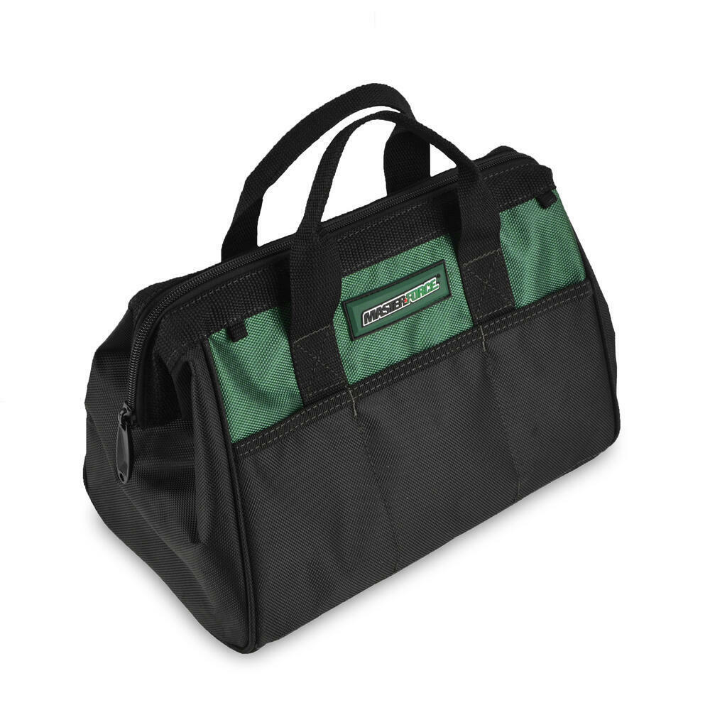 12″ Tool Bag Large Zippered Main Compartment 3 Pocket Exterior Heavy Duty Fabric