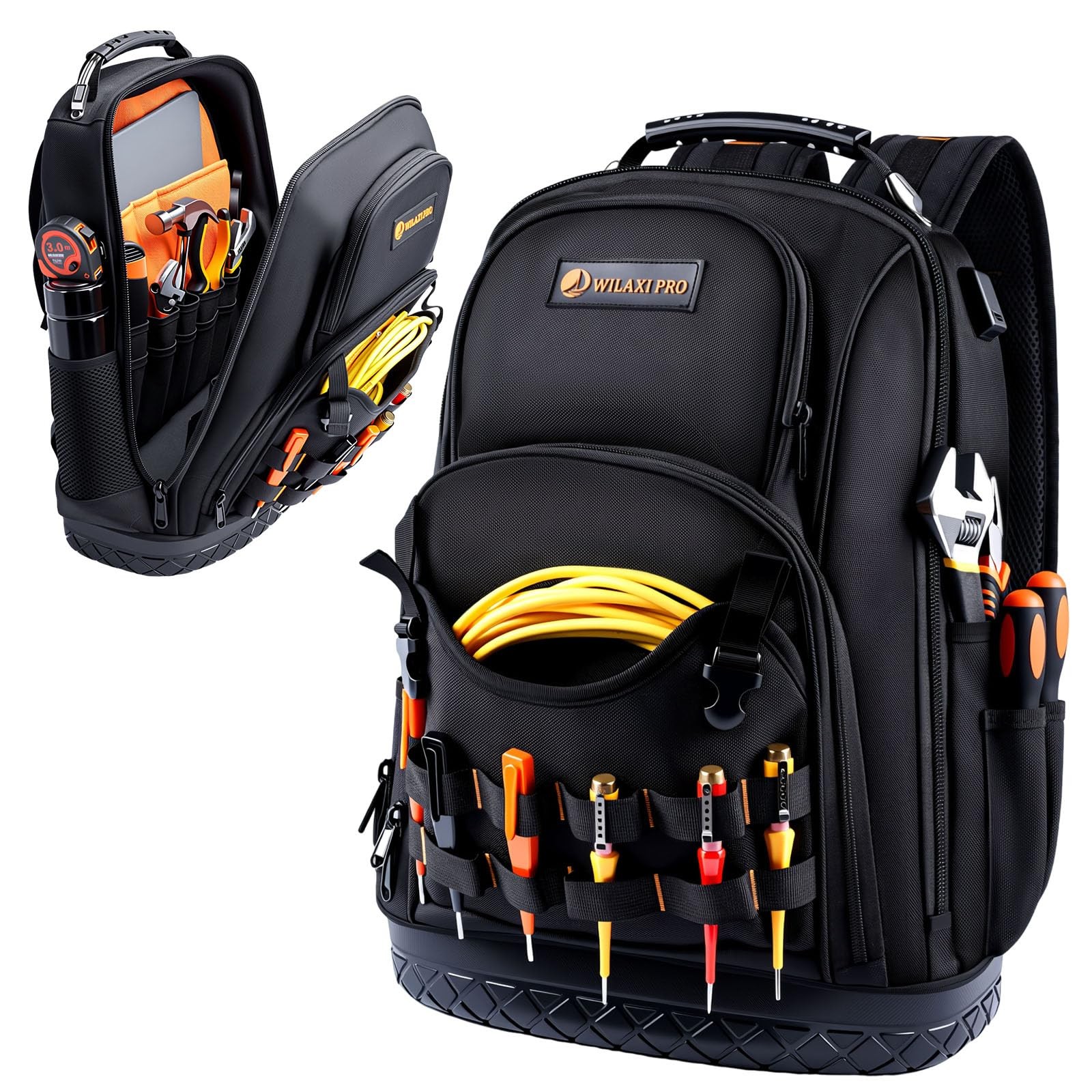 WILAXI PRO Tool Backpack Heavy Duty, Bag for Men Black
