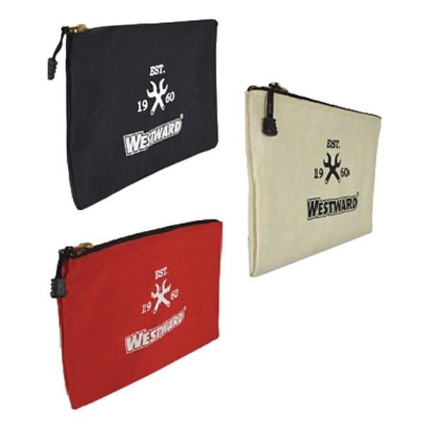 Westward 32Pj43 Tool Bag Set, Black, Red, White, Canvas, 3 Pockets