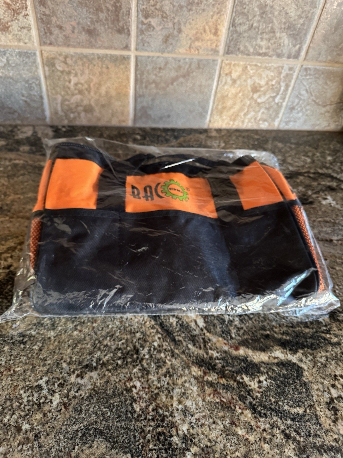 BAC ENG Black&Orange Indoor/Outdoor Tool or Gear Bag w Multiple pockets & Strap