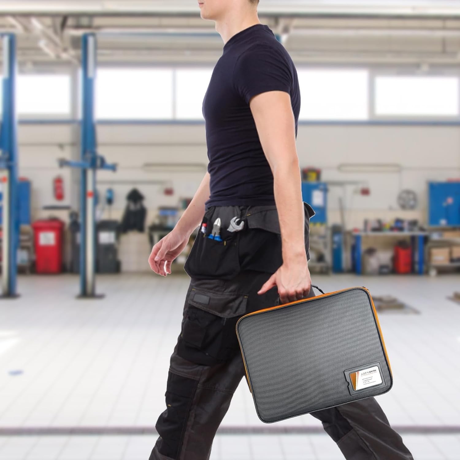 Lightweight Portable Power Tool Box with Adjustable Dividers for Battery Safety