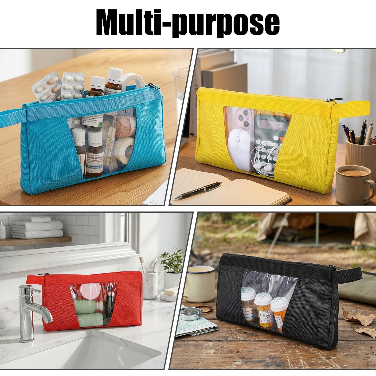 5 Pack Tool Pouch with Clear Window, 12inch Heavy Duty Canvas Tool Bag Organi…