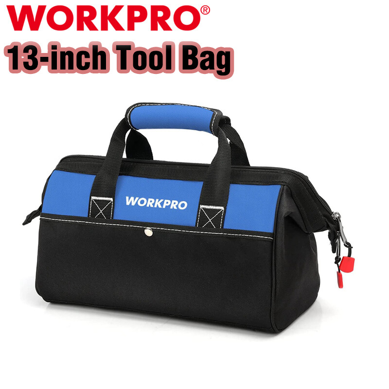 13-in Tool Bag Wide Mouth Tool Tote Bag Blue/Pink Polyester Fabric