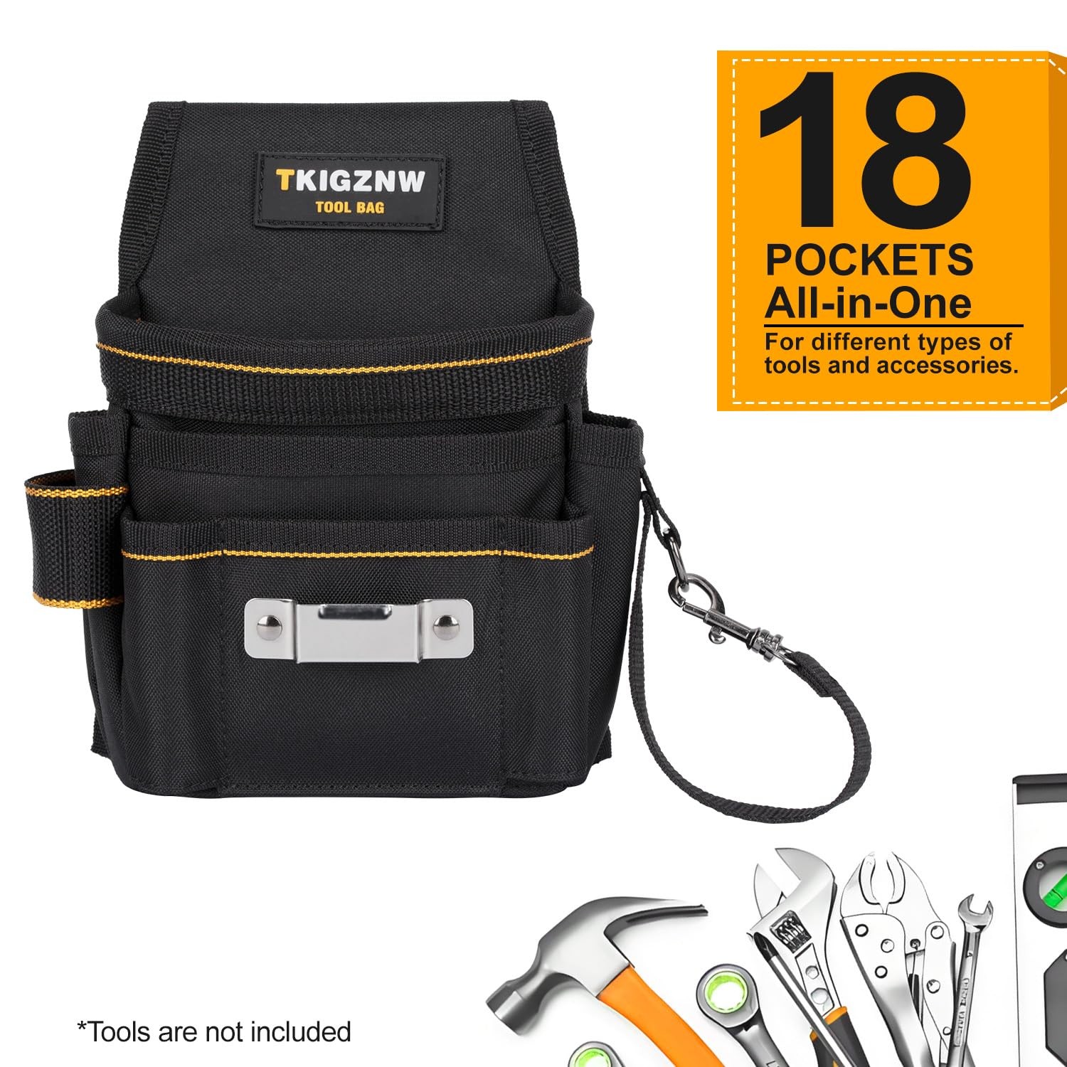 Tool Belt Pouch, Tool Pouch with 18 Pockets, Utility Belt Tear Resistant 900D…