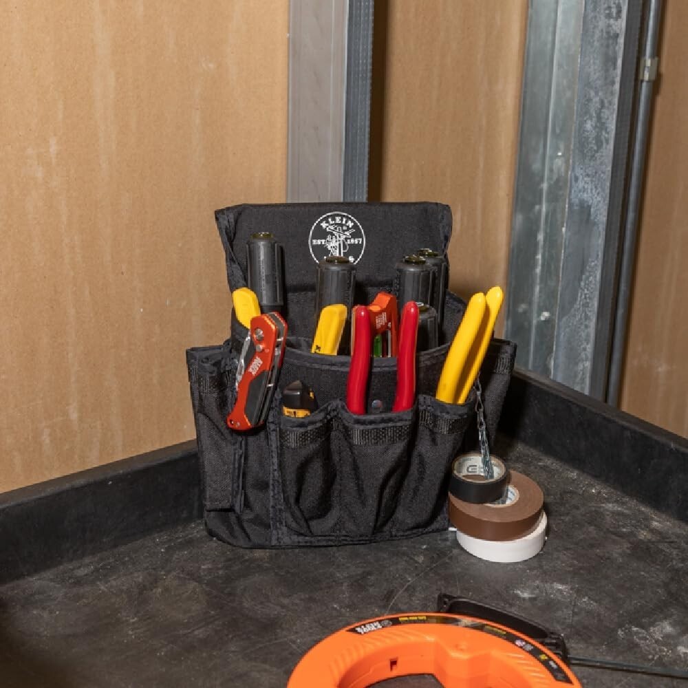 Lightweight 18-Pocket Tool Pouch with Rivet Reinforced Stitching – Black