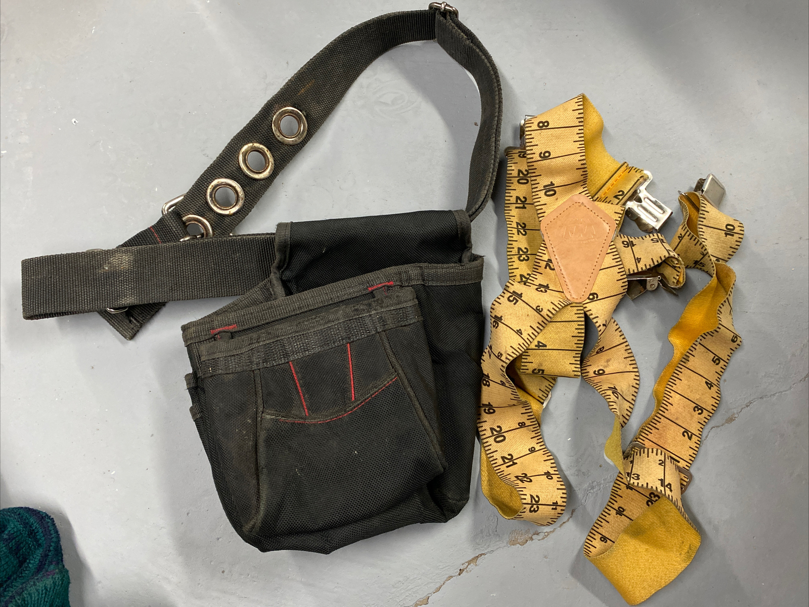 Husky Framer Suspension Rig Work Tool Belt W/Bag And McGuire Nicholas Suspenders
