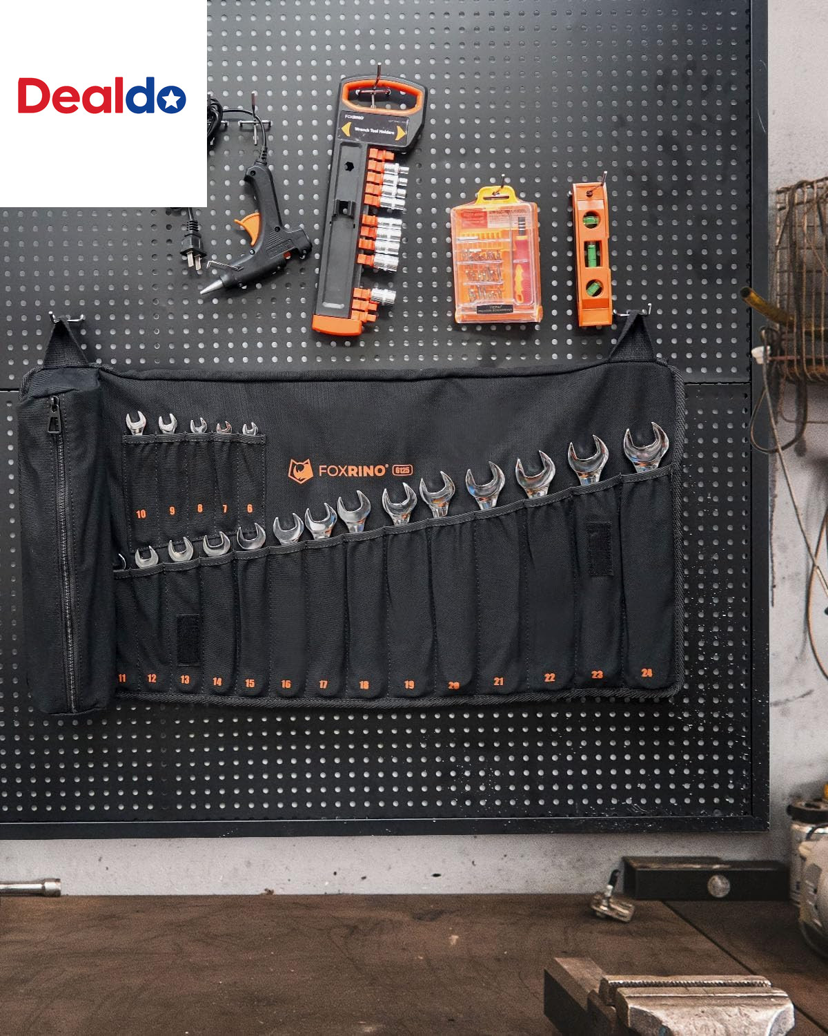Wrench Roll, Wrench Roll up Pouch, 19-Pocket Heavy Duty Canvas Wrench Organizer